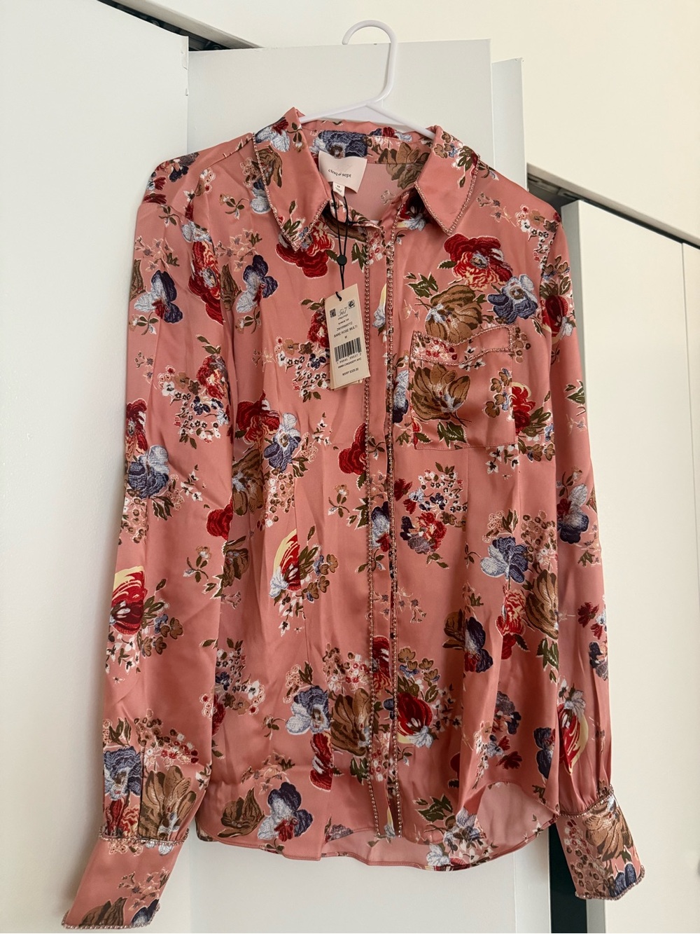 cinq a sept Rose Multi Floral Button-Down Shirt